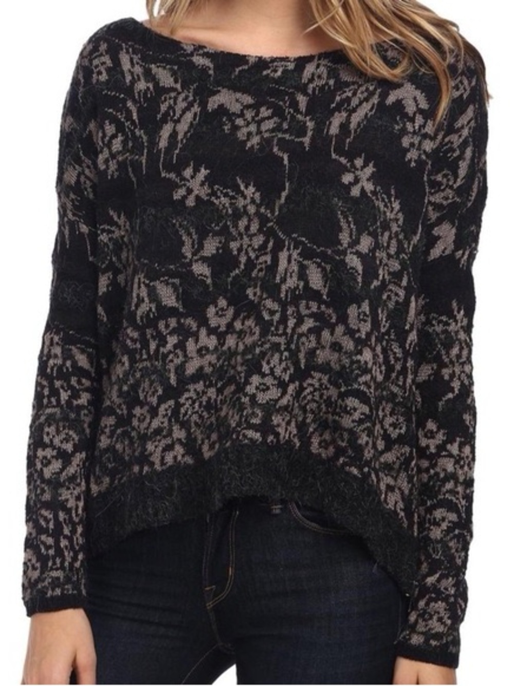 Free People Floral Fields Sweater Small